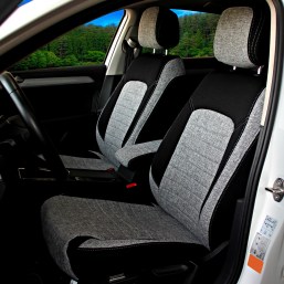 Volkswagen Jetta 2011-2018 Comfortline Özel Dikim Oto Koltuk Kılıfı, Keten, Gri / Siyah