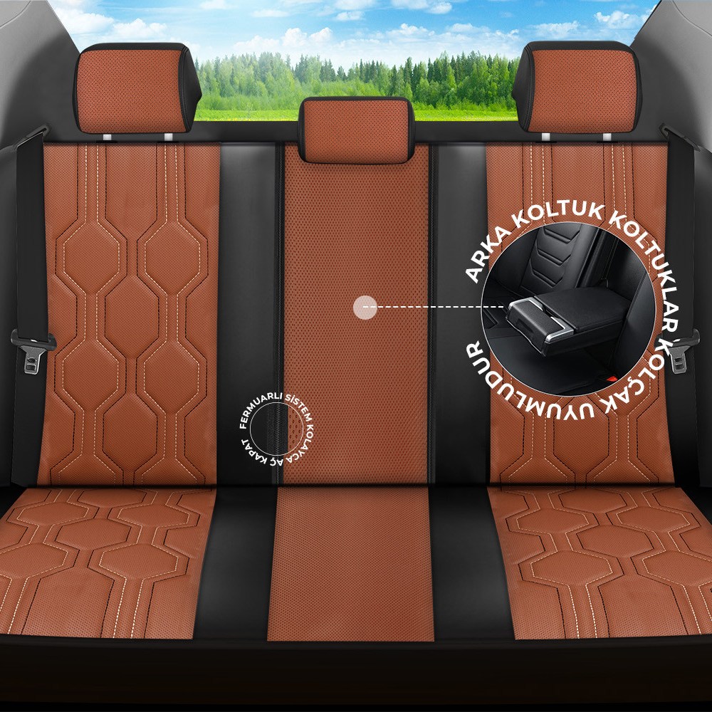 FA Serisi, Her Araca Uyumlu Oto Koltuk Kılıfı, Tam Set, Keten veya Deri veya Taytüyü