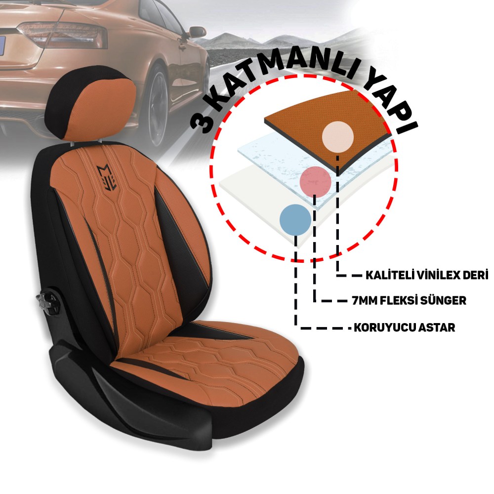 FA Serisi, Her Araca Uyumlu Oto Koltuk Kılıfı, Tam Set, Keten veya Deri veya Taytüyü