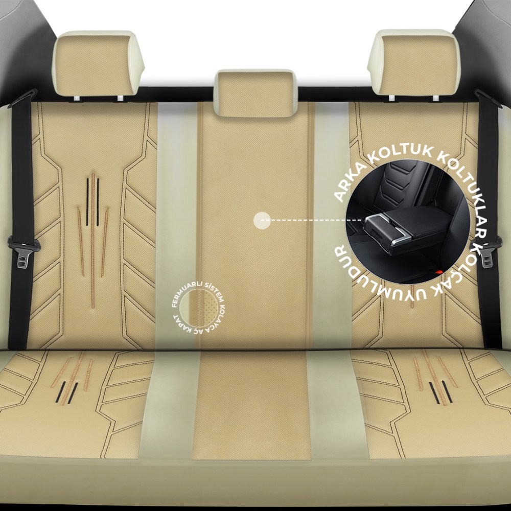 FA Serisi, Her Araca Uyumlu Oto Koltuk Kılıfı, Tam Set, Keten veya Deri veya Taytüyü