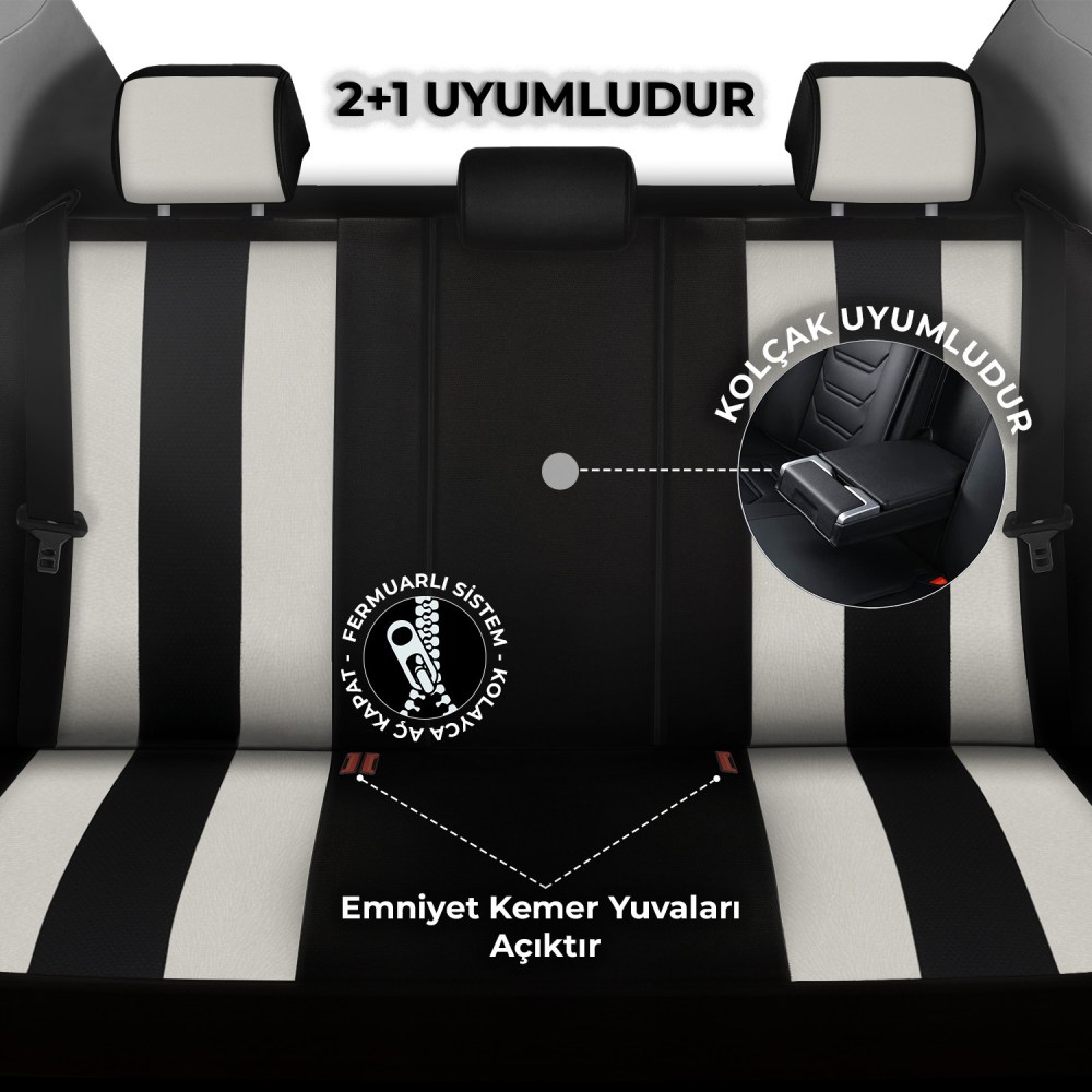 Medusa Serisi, Her Araca Uyumlu Oto Koltuk Kılıfı, Tam Set, Taytüyü/Keten-Deri