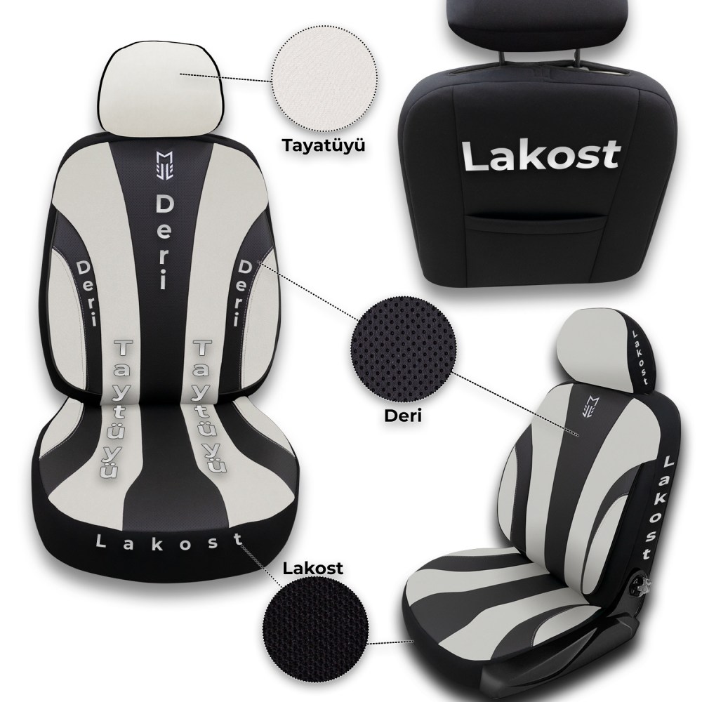 Medusa Serisi, Her Araca Uyumlu Oto Koltuk Kılıfı, Tam Set, Taytüyü/Keten-Deri