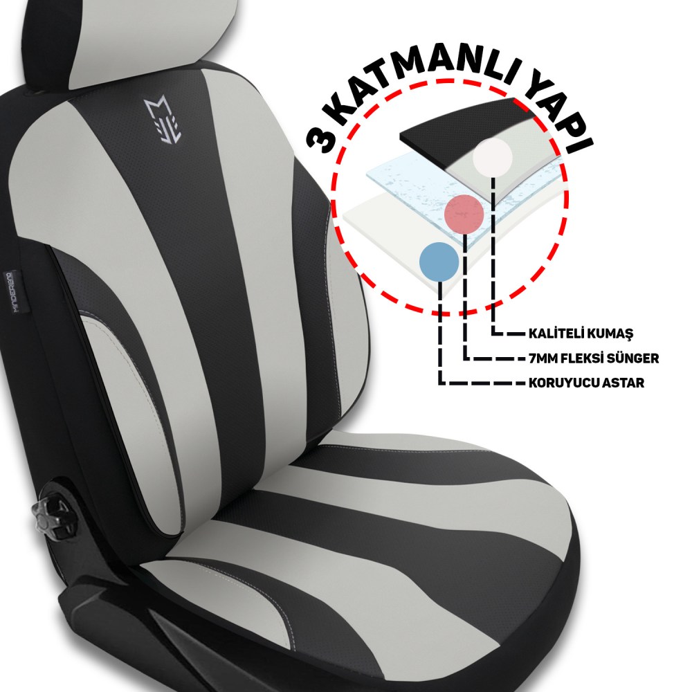 Medusa Serisi, Her Araca Uyumlu Oto Koltuk Kılıfı, Tam Set, Taytüyü/Keten-Deri