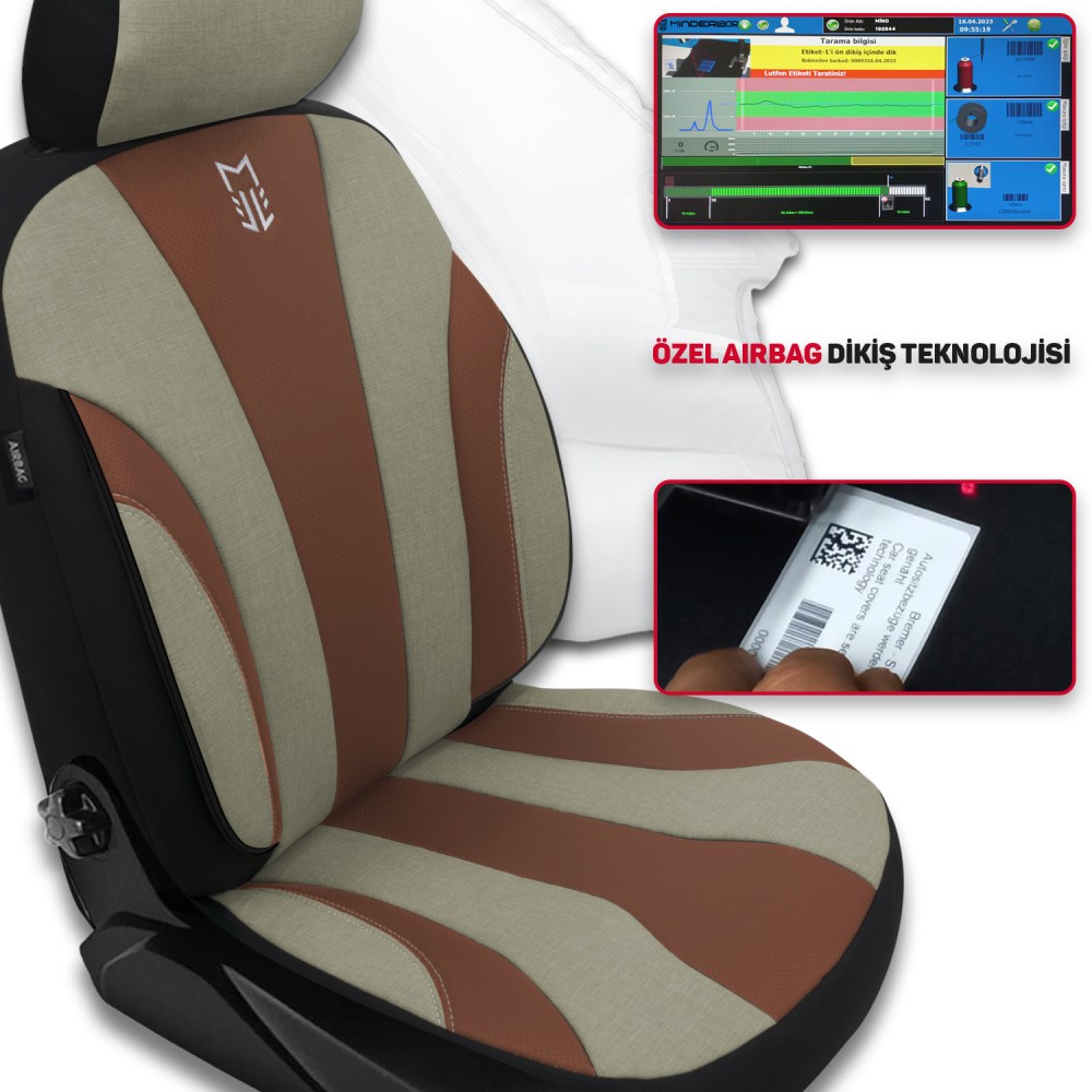 Medusa Serisi, Her Araca Uyumlu Oto Koltuk Kılıfı, Tam Set, Taytüyü/Keten-Deri