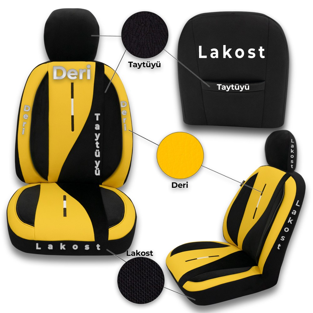 Elysia Serisi, Her Araca Uyumlu Oto Koltuk Kılıfı, Tam Set, Taytüyü-Deri