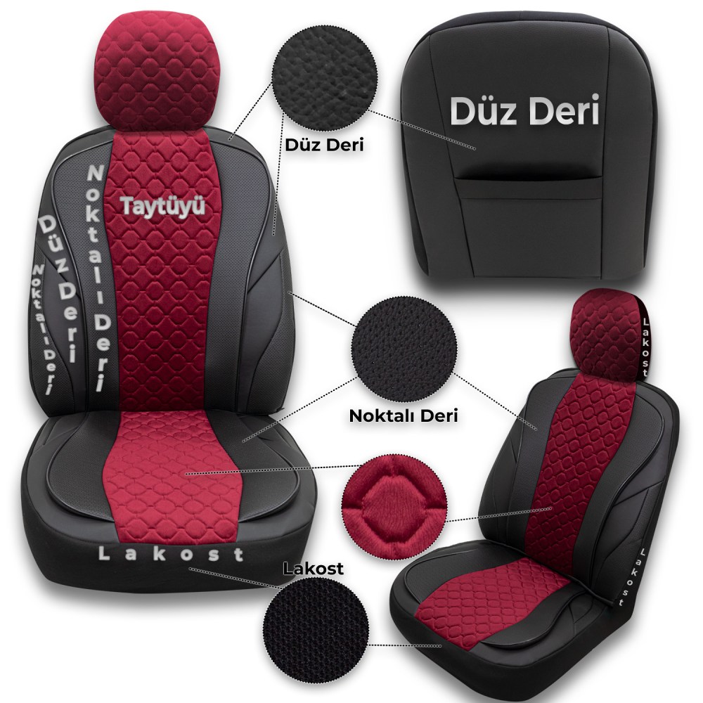 VIP Serisi, Her Araca Uyumlu Oto Koltuk Kılıfı, Tam Set, Taytüyü-Deri