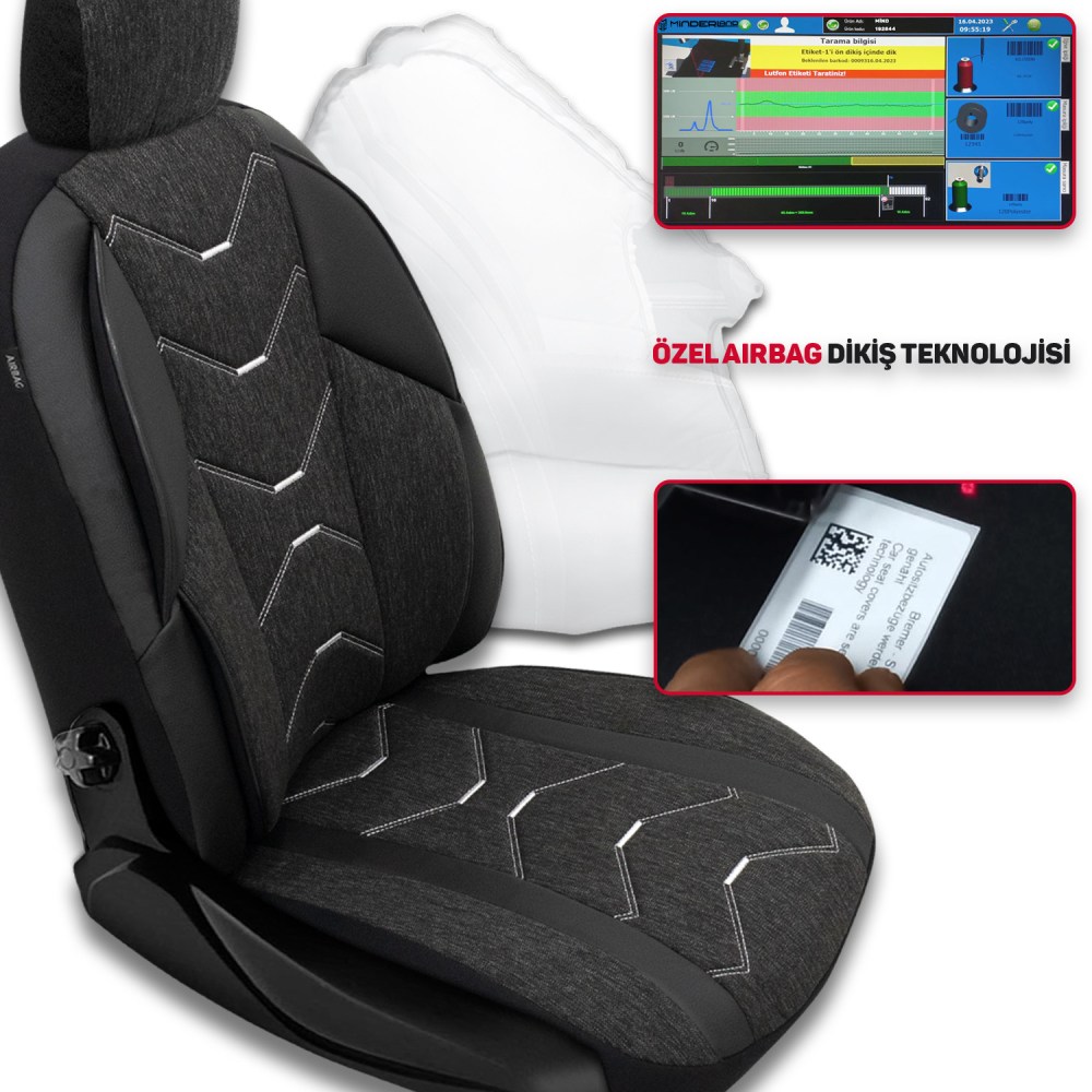 Verita Elegance Serisi, Her Araca Uyumlu Oto Koltuk Kılıfı, Tam Set, Keten-Deri