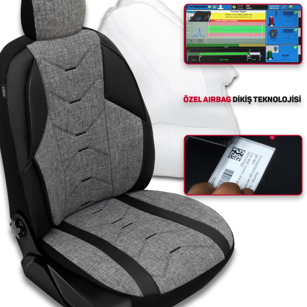 Verita Elegance Serisi, Her Araca Uyumlu Oto Koltuk Kılıfı, Tam Set, Keten-Deri