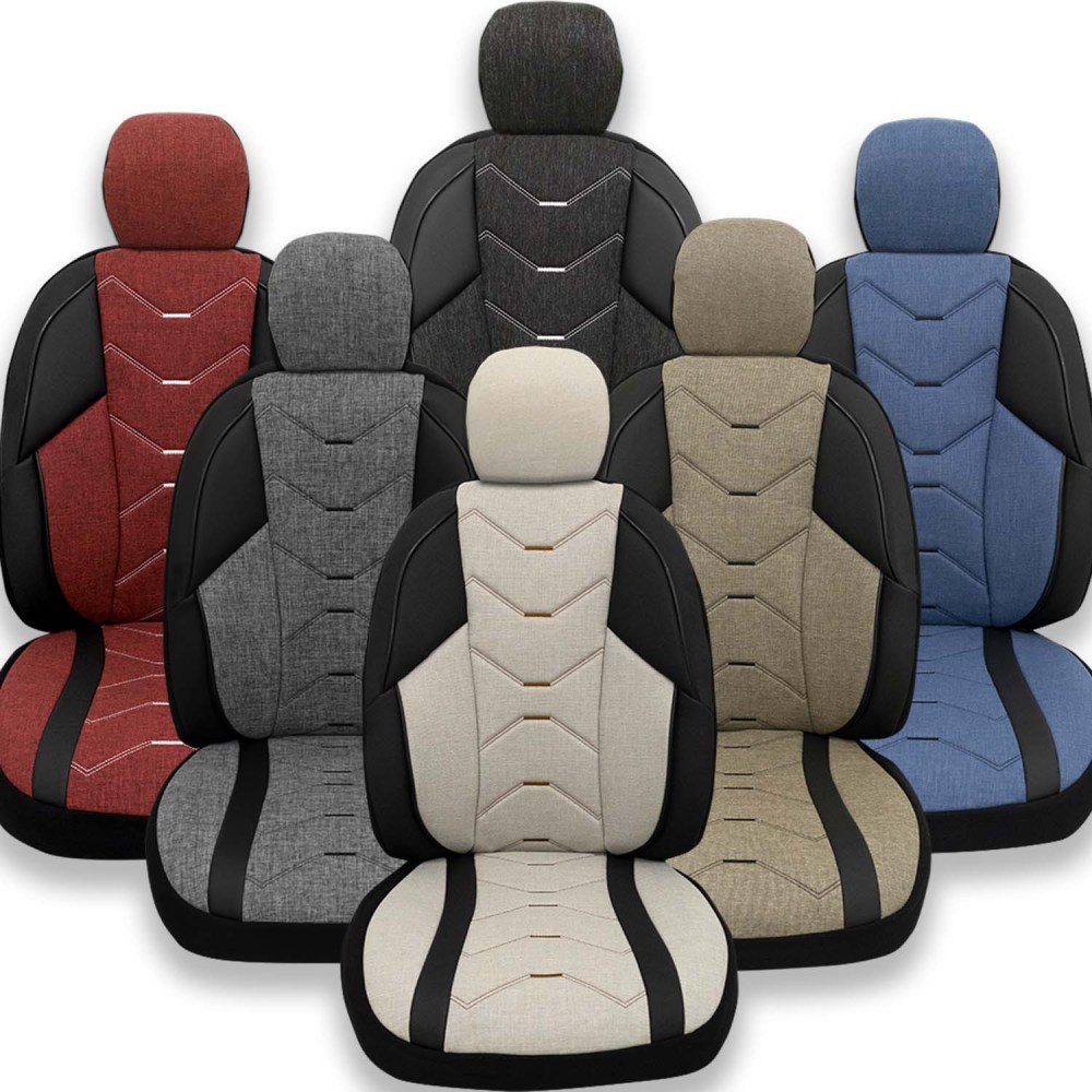 Verita Elegance Serisi, Her Araca Uyumlu Oto Koltuk Kılıfı, Tam Set, Keten-Deri