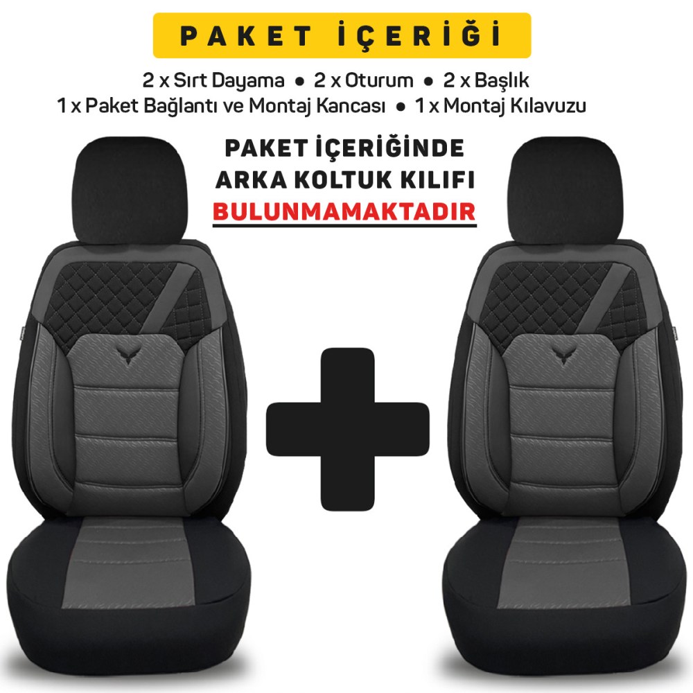 K1 1+1 Serisi, Her Araca Uyumlu Oto Koltuk Kılıfı, 1+1 Set, Gofraj