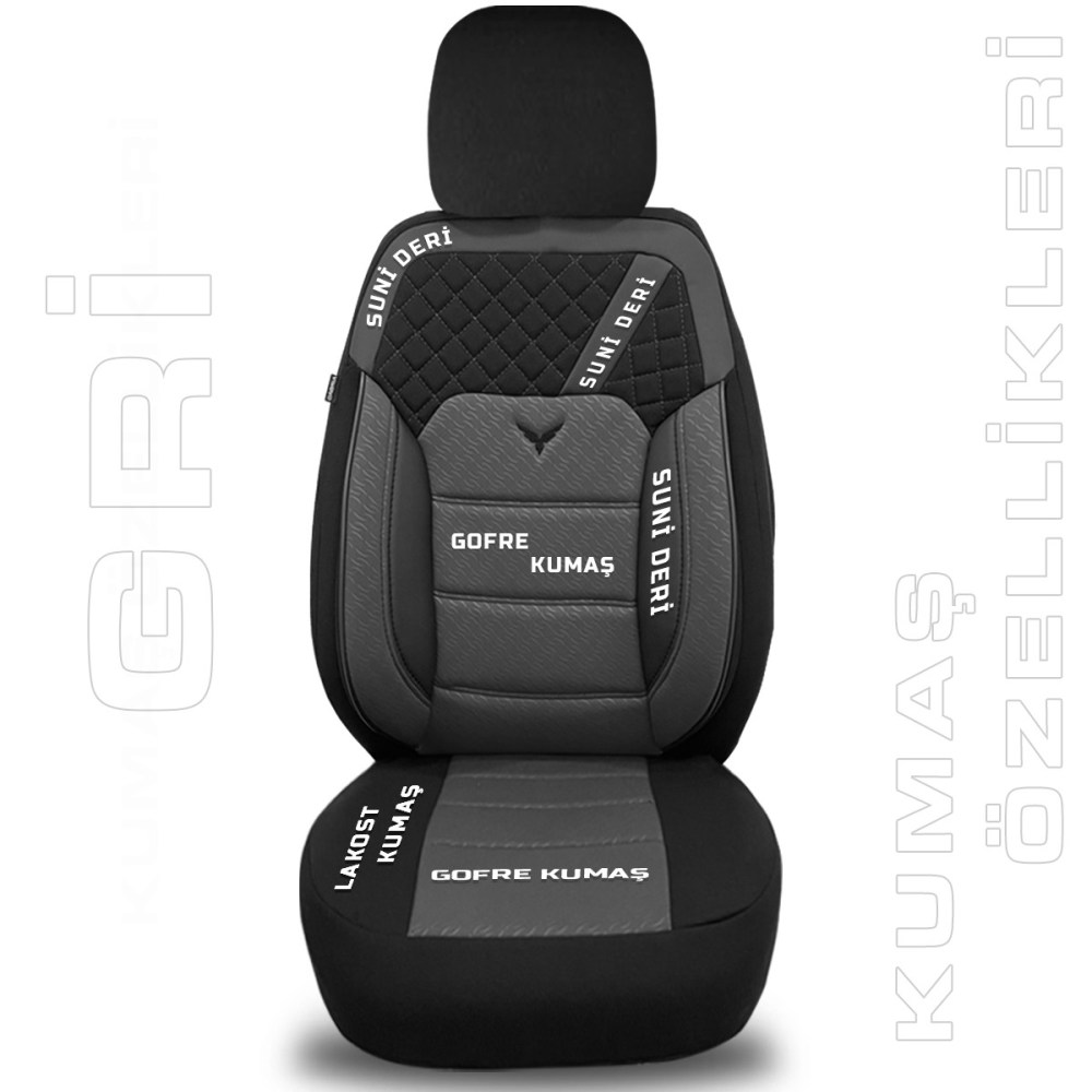 K1 1+1 Serisi, Her Araca Uyumlu Oto Koltuk Kılıfı, 1+1 Set, Gofraj