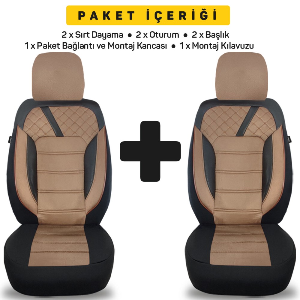 K2 1+1 Serisi, Her Araca Uyumlu Oto Koltuk Kılıfı, 1+1 Set, Taytüyü
