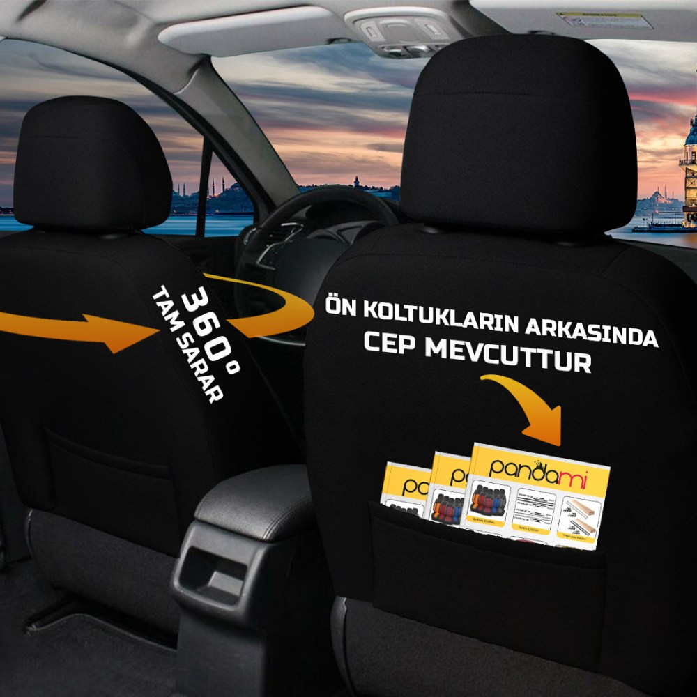 K2 1+1 Serisi, Her Araca Uyumlu Oto Koltuk Kılıfı, 1+1 Set, Taytüyü