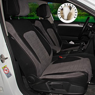 Volkswagen Caddy Trendline 2016 - 2021 Özel Dikim Koltuk Kılıfı / Tay Tüyü Gri, Siyah