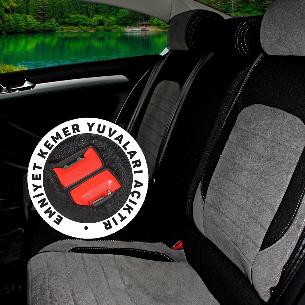 Volkswagen Caddy Trendline 2016 - 2021 Özel Dikim Koltuk Kılıfı / Tay Tüyü Gri, Siyah