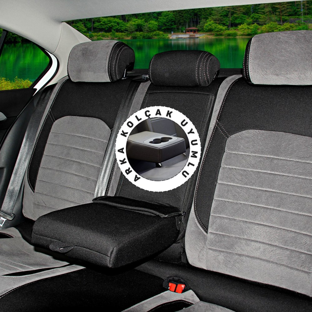 Volkswagen Caddy Trendline 2016 - 2021 Özel Dikim Koltuk Kılıfı / Tay Tüyü Gri, Siyah