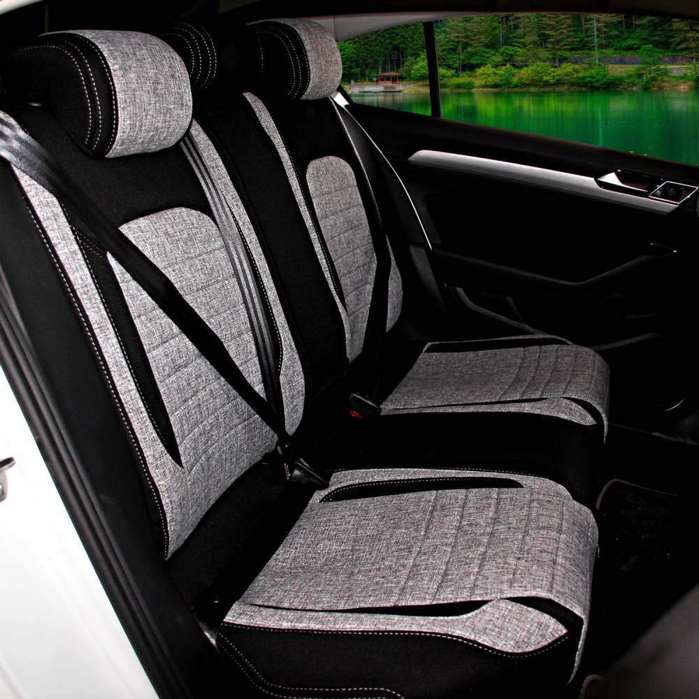 Volkswagen Jetta 2011-2018 Comfortline Özel Dikim Oto Koltuk Kılıfı, Keten, Gri / Siyah
