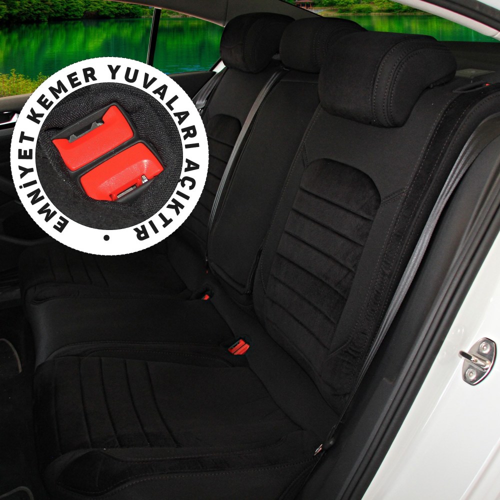 Volkswagen Passat B8 2015-2023 Comfortline Özel Dikim Oto Koltuk Kılıfı, Taytüyü Siyah / Siyah