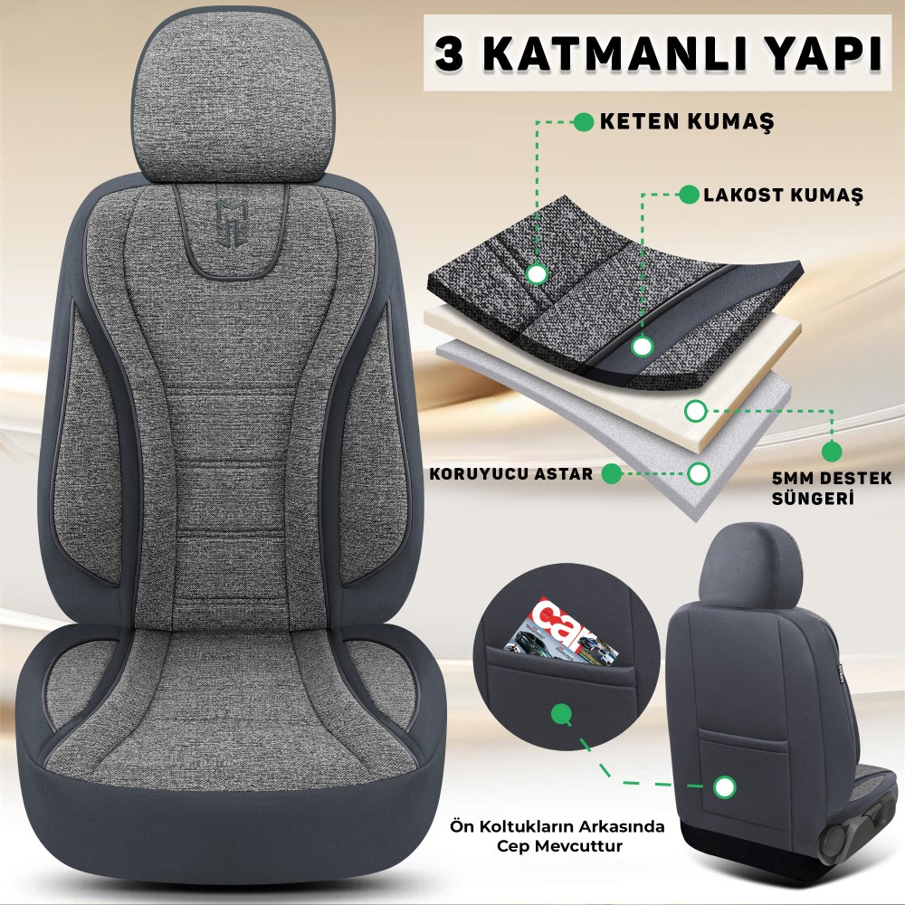 City Serisi Her Araca Uyumlu Oto Koltuk Kılıfı