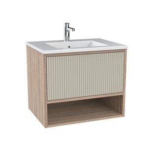 Kobos Elegant 60 cm Lavabo Dolabı Light Walnut + Luna KB710126