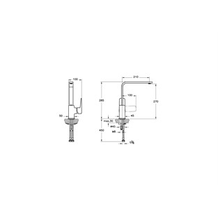 Artema Root Square BluEco Lavabo Bataryası Krom A42753ENR