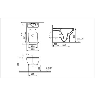VitrA Integra Square Rim-ex Duvara Tam Dayalı Klozet 7086L003-0092