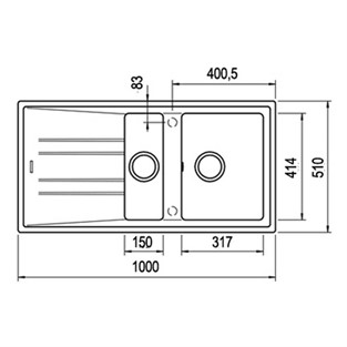 Teka MAESTRO STONE 60 B-TG Bir Büyük Hazne Bir Küçük Hazne ve Damlalıklı Tegranite Eviye 115360010 TK.115360010
