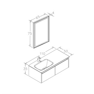ORKA Lisbon Banyo Dolabı Takımı Mat Antrasit 110 cm ORKA5000399