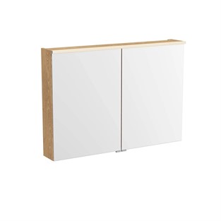 VitrA Metropole Edge Aydınlatmalı Aynalı Banyo Dolabı 100 cm Açık Meşe