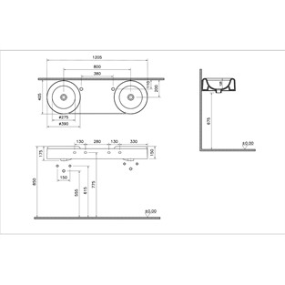 VitrA Liquid Çift Gözlü Lavabo 120x41 cm Beyaz 7313B403-0041