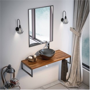 ORKA Kestel Banyo Dolabı Takımı Ceviz 95 cm ORKA5000360