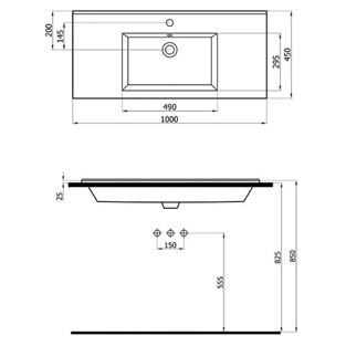 Newarc Silver Slim Lavabo 100 cm 501100