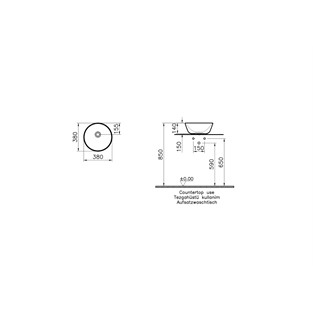 VitrA Geo Çanak Lavabo 38cm Mat Beyaz 7421B001-0016