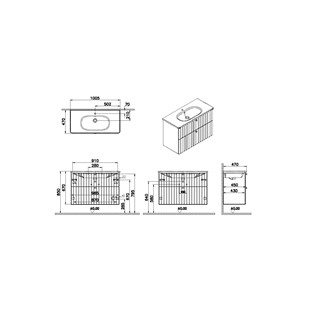 VitrA Root Groove Çekmeceli Lavabo Dolabı 100 cm Mat Lacivert 69462