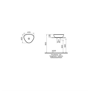 VitrA Plural Çanak Lavabo Üçgen 45x40 cm Mat Terra Rosa 7812B477-0016