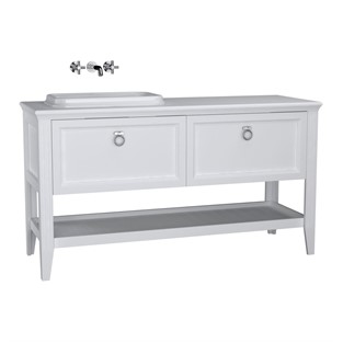 VitrA Valarte Çift Çekmeceli Etajerli Lavabo Dolabı 150 cm Mat Beyaz 62204