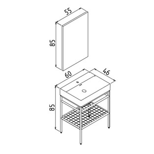 ORKA Capetown Banyo Dolabı Takımı Siyah 60 cm ORKA5000141