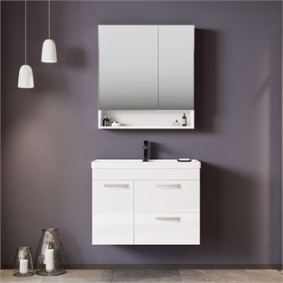 ORKA Nova Banyo Dolabı Takımı Parlak Beyaz 80 cm ORKA5000579