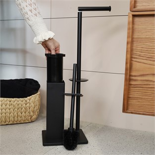 Kobos Hareketli WC Set Kare Mat Siyah KBW-871MB
