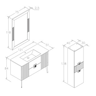 ORKA Adria Banyo Dolabı Takımı Mat Lacivert Krom 120 cm ORKA5000012