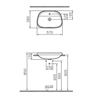 VitrA Frame Tezgahüstü Lavabo Tv Şekilli 55x39 cm Mat Siyah 5696B483-0041