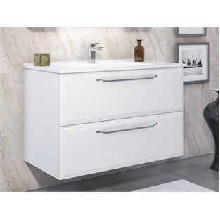 ORKA Nuvola Banyo Dolabı Takımı Parlak Beyaz Lake 100 cm ORKA5000597