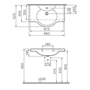 Norm Etajerli Lavabo 86 cm 2044L003-1029