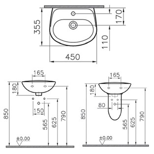 Norm Lavabo 45cm Beyaz 2078L003-0015