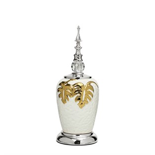 Vitale Silver Beyaz Kapaklı Uzun Vazo Ak.Je0169