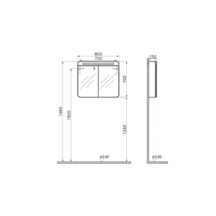 VitrA Sento Aydınlatmalı Dolaplı Ayna 80 cm Mat Antrasit 61680