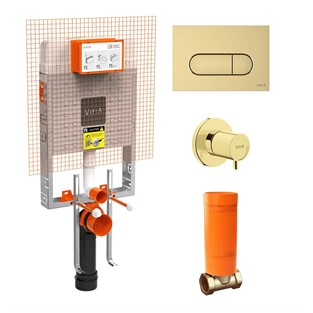 VitrA Gömme Rezervuar Seti (Gömme Rezervuar + Stop Valf + Soft Altın Panel) 800-2026