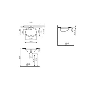 VitrA S20 Tezgah Altı Lavabo 52 cm 6069B003-0012