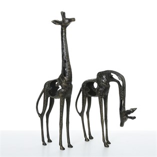 Vitale 2'li Giraffe Dekoratif Figür Antik Siyah AK.IJ0024
