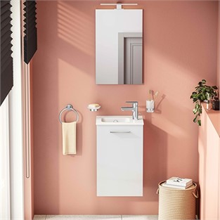 VitrA Mia Banyo Dolabı Seti 40 cm Parlak Beyaz (Ledli Ayna) 69576